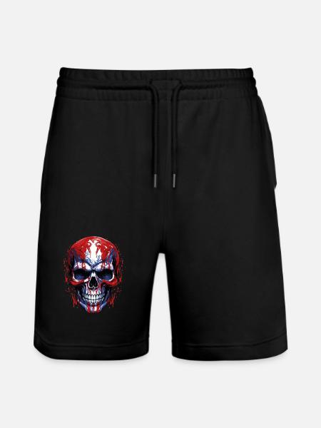 Flags Skull Graphic - Stanley/Stella Trainer Unisex Organic Jogging Shorts - black