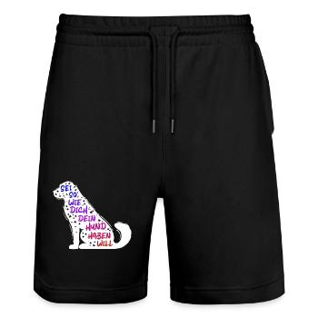 Lieblingstier Statement Hund Haustiere Kuscheltier - Stanley/Stella Unisex Bio Joggingshorts Trainer  - Schwarz - Vorne - Nik (191cm) & Marisol (170cm)