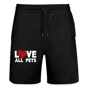 I Love Pets Heart Animals Statement Pet - Stanley/Stella Trainer Unisex Organic Jogging Shorts - black - Front - Nik (191cm) & Marisol (170cm)