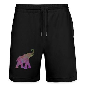 Yoga Yogi Elephant India Animal Welfare Energy Power - Stanley/Stella Trainer Unisex Organic Jogging Shorts - black - Front - Nik (191cm) & Marisol (170cm)