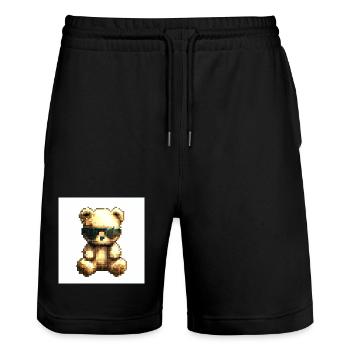 Teddycool II - Stanley/Stella Unisex Bio Joggingshorts Trainer  - Schwarz - Vorne - Nik (191cm) & Marisol (170cm)