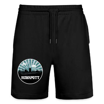 Ruhrpott Blue Hour Skyline - Stanley/Stella Unisex Bio Joggingshorts Trainer  - Schwarz - Vorne - Nik (191cm) & Marisol (170cm)