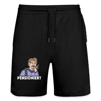 Pension Spruch Ruhestand Pensionierung Senior - Stanley/Stella Unisex Bio Joggingshorts Trainer  - Schwarz - Vorne - Nik (191cm) & Marisol (170cm)