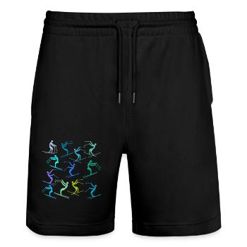 BEGINNERS SKIING SKI SLOPES - Stanley/Stella Trainer Unisex Organic Jogging Shorts - black - Front - Nik (191cm) & Marisol (170cm)