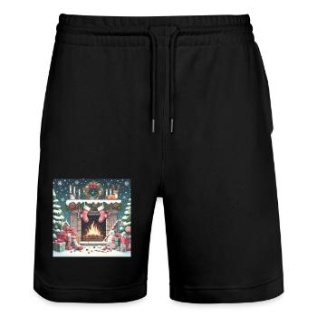 Weihnachts Design 4 - Stanley/Stella Unisex Bio Joggingshorts Trainer  - Schwarz - Vorne - Nik (191cm) & Marisol (170cm)