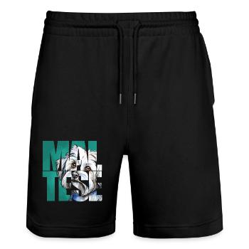 Malteser Portrait - Stanley/Stella Unisex Bio Joggingshorts Trainer  - Schwarz - Vorne - Nik (191cm) & Marisol (170cm)