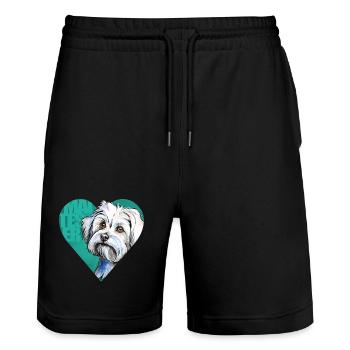 Malteser Portrait - Stanley/Stella Unisex Bio Joggingshorts Trainer  - Schwarz - Vorne - Nik (191cm) & Marisol (170cm)