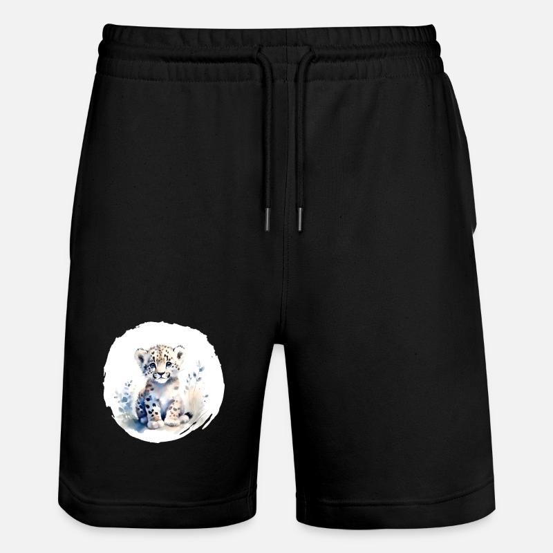 Aquarelle de léopard des neiges - Short de jogging bio TRAINER Stanley/Stella unisexe - noir