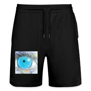 Faszinierende blaue Augenillustration - Stanley/Stella Unisex Bio Joggingshorts Trainer  - Schwarz - Vorne - Nik (191cm) & Marisol (170cm)