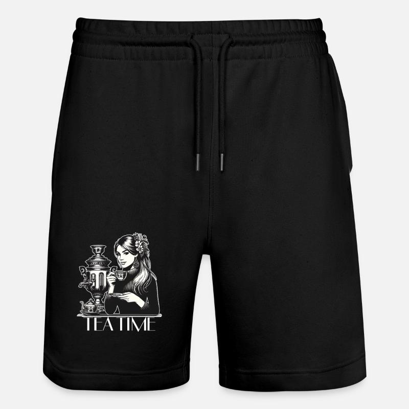 Samowar Teezeit Frau Geschenk - Stanley/Stella Unisex Bio Joggingshorts Trainer  - Schwarz