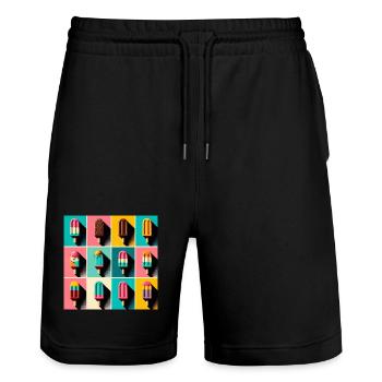 Glace sur le style Popsicle Pop Art III - Short de jogging bio TRAINER Stanley/Stella unisexe - noir - Devant - Nik (191cm) & Marisol (170cm)