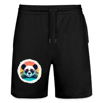 Baby panda in holidays - Stanley/Stella Trainer Unisex Organic Jogging Shorts - black - Front - Nik (191cm) & Marisol (170cm)