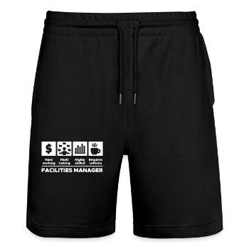 Poste de chef de projet Carrière Gestionnaire de carrière - Short de jogging bio TRAINER Stanley/Stella unisexe - noir - Devant - Nik (191cm) & Marisol (170cm)
