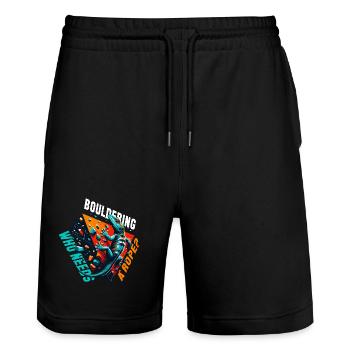 Bouldern Gecko Seil? Geschenk - Stanley/Stella Unisex Bio Joggingshorts Trainer  - Schwarz - Vorne - Nik (191cm) & Marisol (170cm)