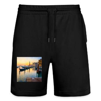 Venise - Short de jogging bio TRAINER Stanley/Stella unisexe - noir - Devant - Nik (191cm) & Marisol (170cm)