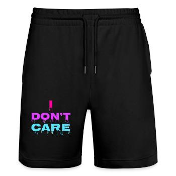 I don't care Statement chill indifferent - Stanley/Stella Trainer Unisex Organic Jogging Shorts - black - Front - Nik (191cm) & Marisol (170cm)
