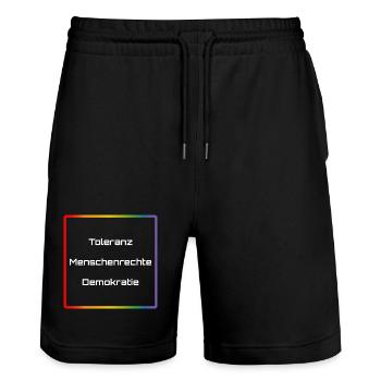Regenbogen Toleranz Menschenrechte Demokratie - Stanley/Stella Unisex Bio Joggingshorts Trainer  - Schwarz - Vorne - Nik (191cm) & Marisol (170cm)