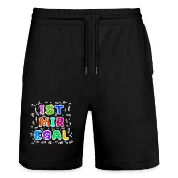 I don't care about relax statement indifferent attitude - Stanley/Stella Trainer Unisex Organic Jogging Shorts - black - Front - Nik (191cm) & Marisol (170cm)