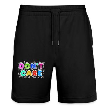 I don't care funny statement attitude indifferent - Stanley/Stella Trainer Unisex Organic Jogging Shorts - black - Front - Nik (191cm) & Marisol (170cm)