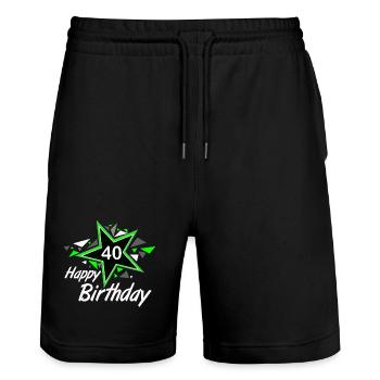 40.Geburtstag , 40 Happy Birthday Star 40 (25) - Stanley/Stella Unisex Bio Joggingshorts Trainer  - Schwarz - Vorne - Nik (191cm) & Marisol (170cm)