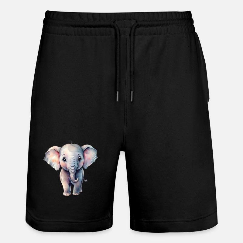 Éléphant pastel dans le style aquarelle - Short de jogging bio TRAINER Stanley/Stella unisexe - noir