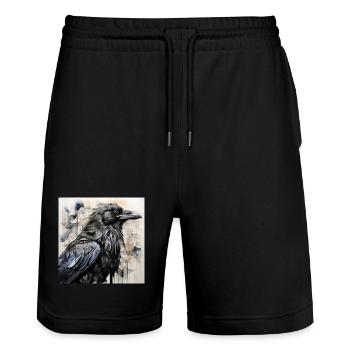 Der schwarze Rabe - Stanley/Stella Unisex Bio Joggingshorts Trainer  - Schwarz - Vorne - Nik (191cm) & Marisol (170cm)