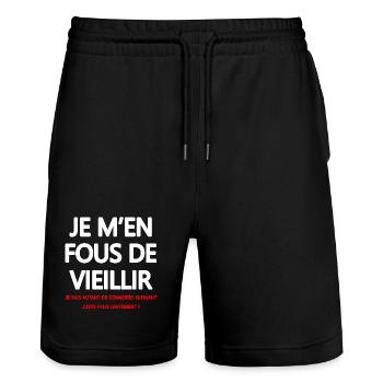 T shirt Humour Vintage Jeunesse - Short de jogging bio TRAINER Stanley/Stella unisexe - noir - Devant - Nik (191cm) & Marisol (170cm)