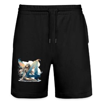 4 Jahre Fee Elfe Geburtstag Geschenk - Stanley/Stella Unisex Bio Joggingshorts Trainer  - Schwarz - Vorne - Nik (191cm) & Marisol (170cm)