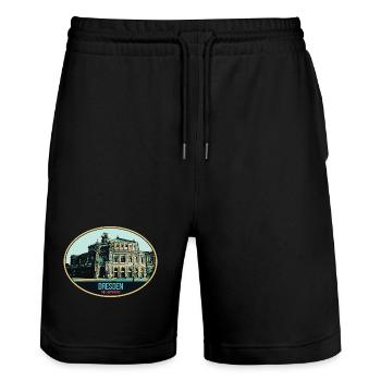 Dresdner Semperoper: Eleganz in der Illustration - Stanley/Stella Unisex Bio Joggingshorts Trainer  - Schwarz - Vorne - Nik (191cm) & Marisol (170cm)