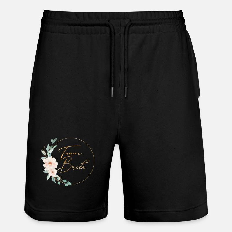 Team Bride! Flowers, Circle, Personalizable - Stanley/Stella Trainer Unisex Organic Jogging Shorts - black