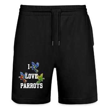 Animal Statement Animal Lover Parrot Birds Zoo - Stanley/Stella Trainer Unisex Organic Jogging Shorts - black - Front - Nik (191cm) & Marisol (170cm)