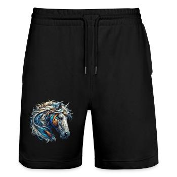 Pferd - Stanley/Stella Unisex Bio Joggingshorts Trainer  - Schwarz - Vorne - Nik (191cm) & Marisol (170cm)