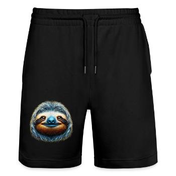 Sloth - Stanley/Stella Trainer Unisex Organic Jogging Shorts - black - Front - Nik (191cm) & Marisol (170cm)