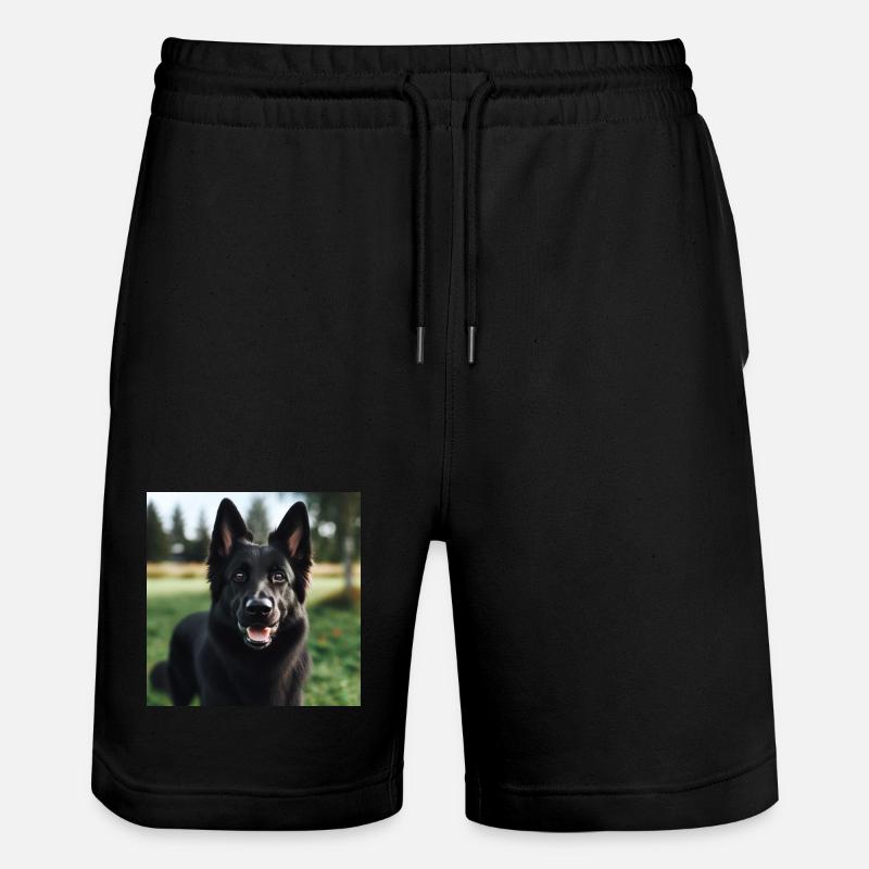 Schwarzer Deutscher Schäferhund - Stanley/Stella Unisex Bio Joggingshorts Trainer  - Schwarz