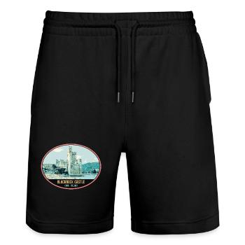 Illustration Blackrock Castle, Cork, Irland - Stanley/Stella Unisex Bio Joggingshorts Trainer  - Schwarz - Vorne - Nik (191cm) & Marisol (170cm)