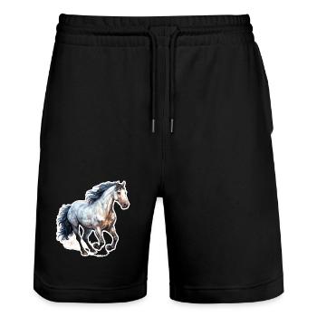 Cheval sauvage - Short de jogging bio TRAINER Stanley/Stella unisexe - noir - Devant - Nik (191cm) & Marisol (170cm)
