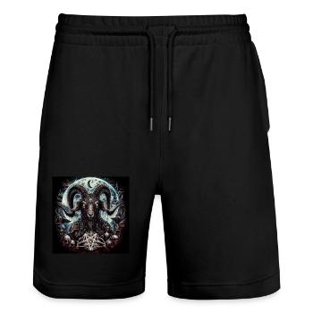 Billy goat - Stanley/Stella Trainer Unisex Organic Jogging Shorts - black - Front - Nik (191cm) & Marisol (170cm)