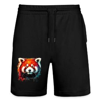 Kleiner Panda - Stanley/Stella Unisex Bio Joggingshorts Trainer  - Schwarz - Vorne - Nik (191cm) & Marisol (170cm)
