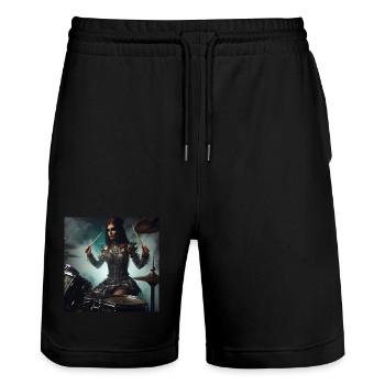 Batteuse - Short de jogging bio TRAINER Stanley/Stella unisexe - noir - Devant - Nik (191cm) & Marisol (170cm)