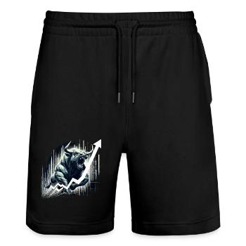 Taureau Bull Stocks Géométrie Wall Street Cadeau - Short de jogging bio TRAINER Stanley/Stella unisexe - noir - Devant - Nik (191cm) & Marisol (170cm)
