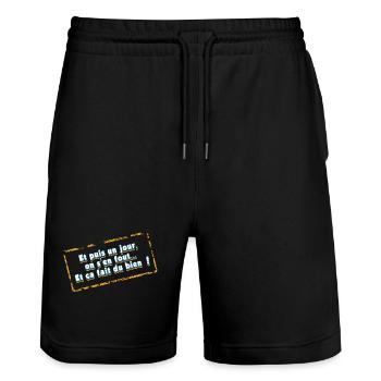 We don't care and it feels good - Stanley/Stella Trainer Unisex Organic Jogging Shorts - black - Front - Nik (191cm) & Marisol (170cm)