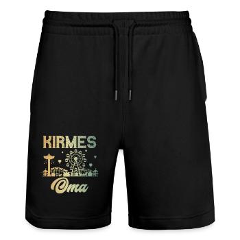 Kirmes Oma Jahrmarkt Rummel Volksfest - Stanley/Stella Unisex Bio Joggingshorts Trainer  - Schwarz - Vorne - Nik (191cm) & Marisol (170cm)