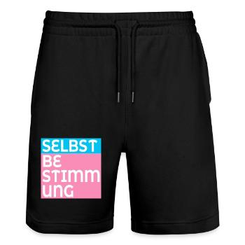 TRANS SELBSTBESTIMMUNG - Stanley/Stella Unisex Bio Joggingshorts Trainer  - Schwarz - Vorne - Nik (191cm) & Marisol (170cm)