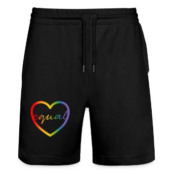 Chemise gay LGBT CSD égale - Short de jogging bio TRAINER Stanley/Stella unisexe - noir - Devant - Nik (191cm) & Marisol (170cm)