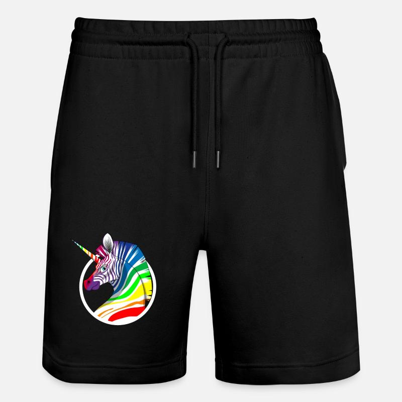 Regenbogen Einhorn Zebra - Stanley/Stella Unisex Bio Joggingshorts Trainer - Schwarz