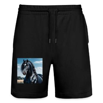 L’élégance du cheval - Short de jogging bio TRAINER Stanley/Stella unisexe - noir - Devant - Nik (191cm) & Marisol (170cm)