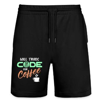 Programmierer Developer Code Statement Computer - Stanley/Stella Unisex Bio Joggingshorts Trainer  - Schwarz - Vorne - Nik (191cm) & Marisol (170cm)