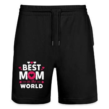Beste Mutter der Welt - Stanley/Stella Unisex Bio Joggingshorts Trainer  - Schwarz - Vorne - Nik (191cm) & Marisol (170cm)