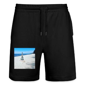 JensJensen - Stanley/Stella Unisex Bio Joggingshorts Trainer  - Schwarz - Vorne - Nik (191cm) & Marisol (170cm)
