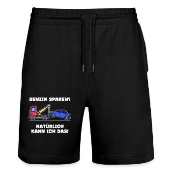 Déclaration de voiture Ravitaillement en carburant Essence Énergie - Short de jogging bio TRAINER Stanley/Stella unisexe - noir - Devant - Nik (191cm) & Marisol (170cm)